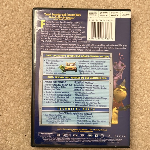 Monsters, Inc. DVD - Picture 2 of 2